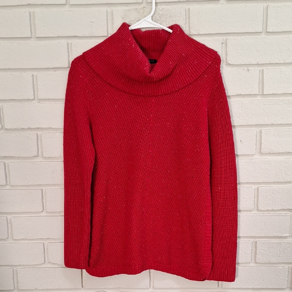 Talbots Red Heathered Cowl Neck Sweater. Size Petite Small